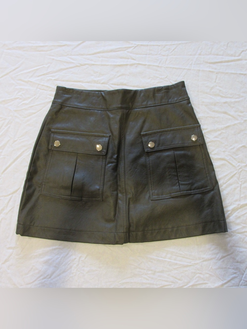 grey vegan leather zara skirt